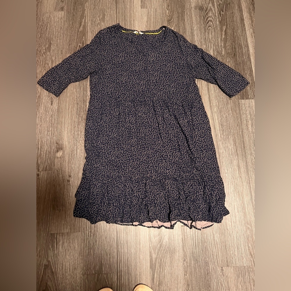 Boden Silver and Blue Ruffled Tiered Midi Dress